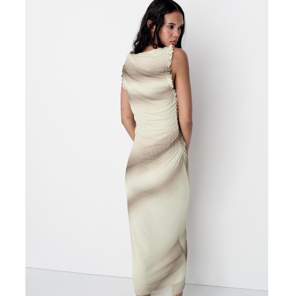 Zara RUFFLED PRINTED TULLE DRESS - Picture 6 of 9